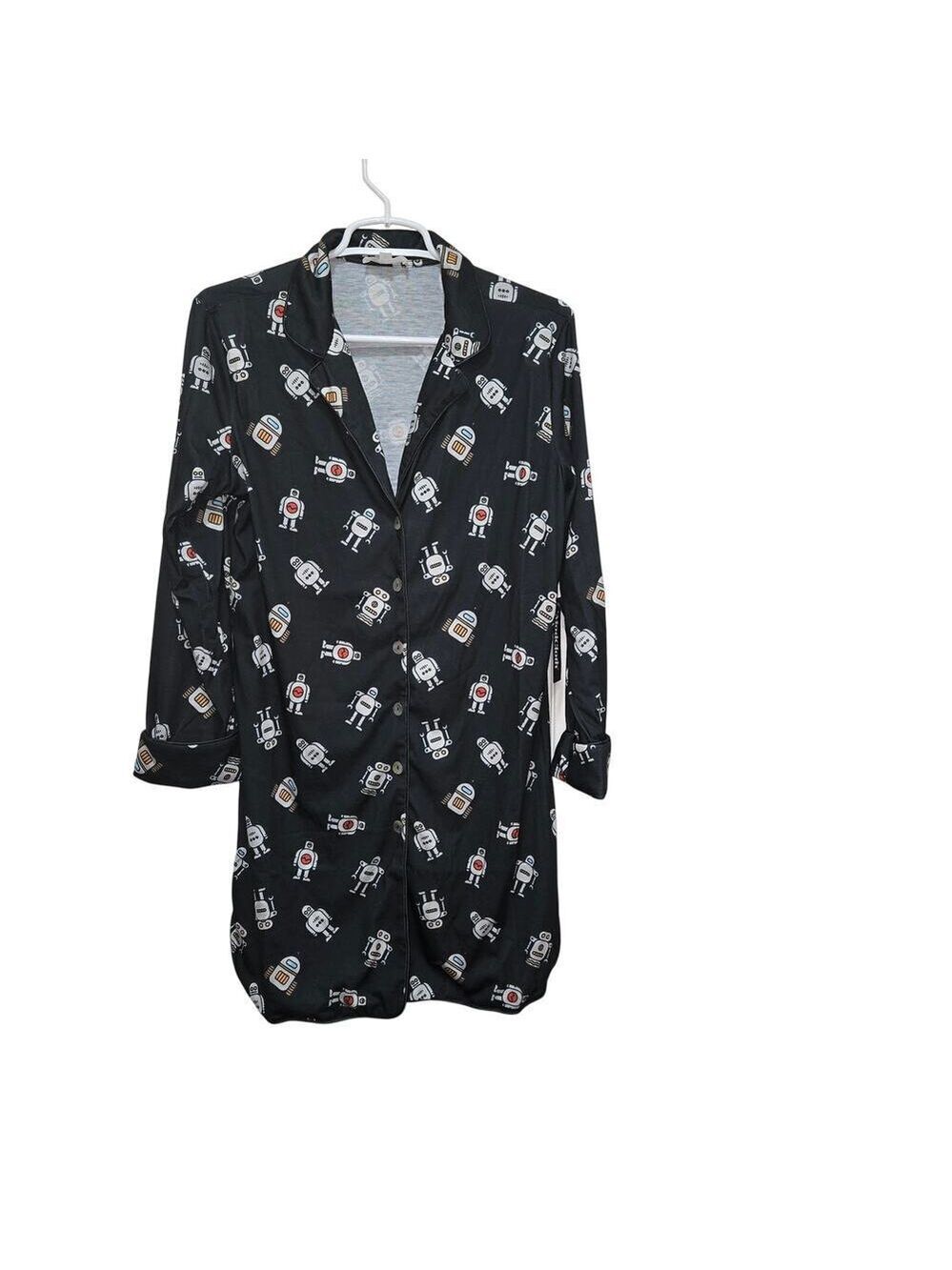 ModCloth Easy Mornings Robot Sleep Shirt Dress Small NWT